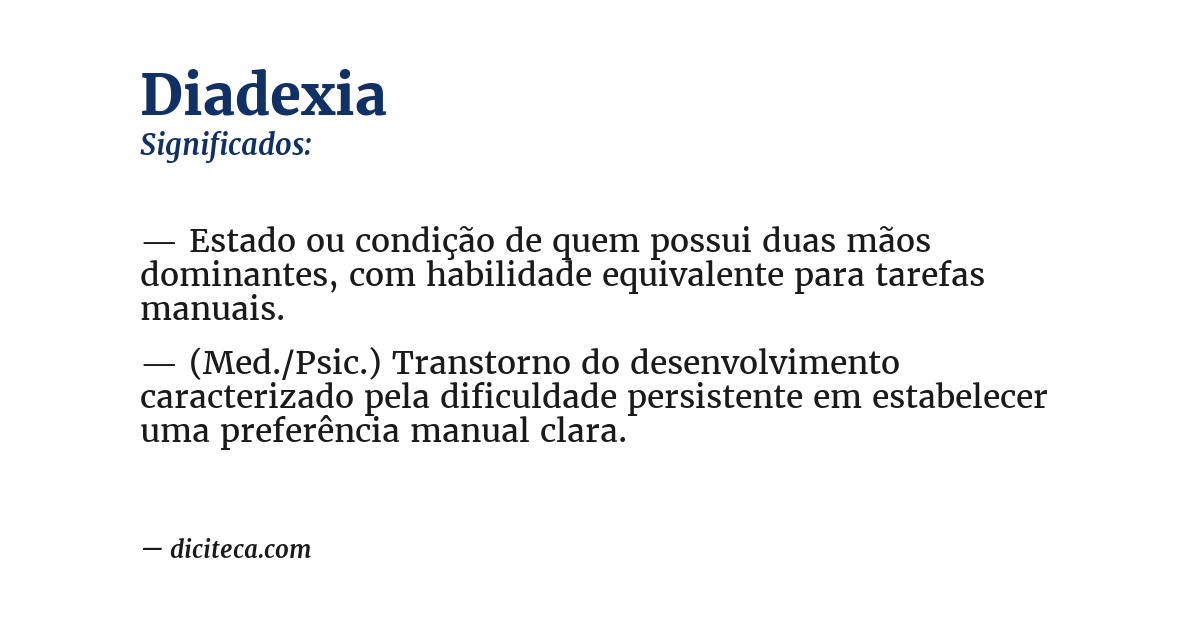Significado de diadexia