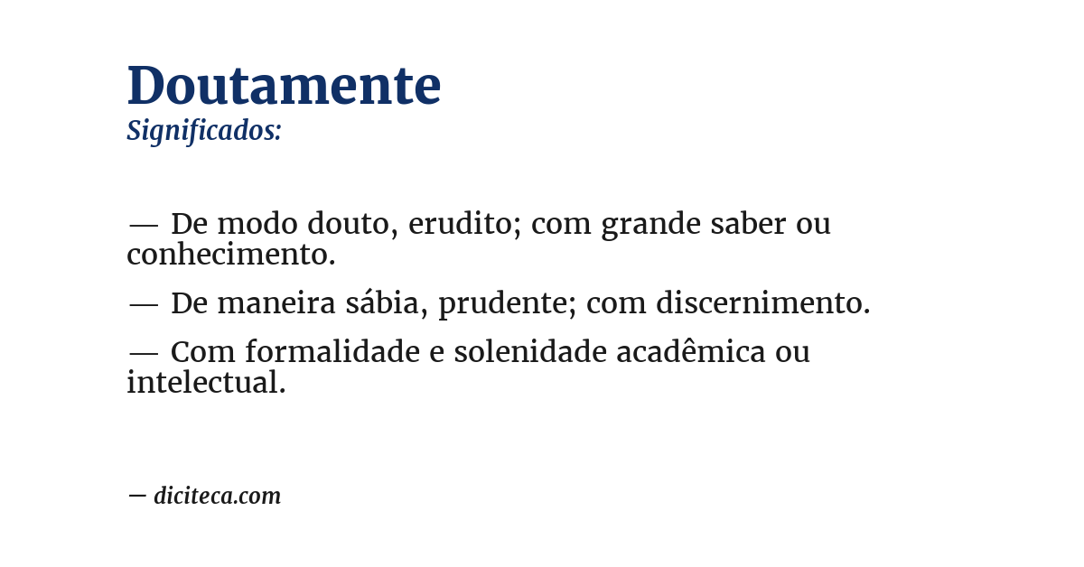 Significado de doutamente