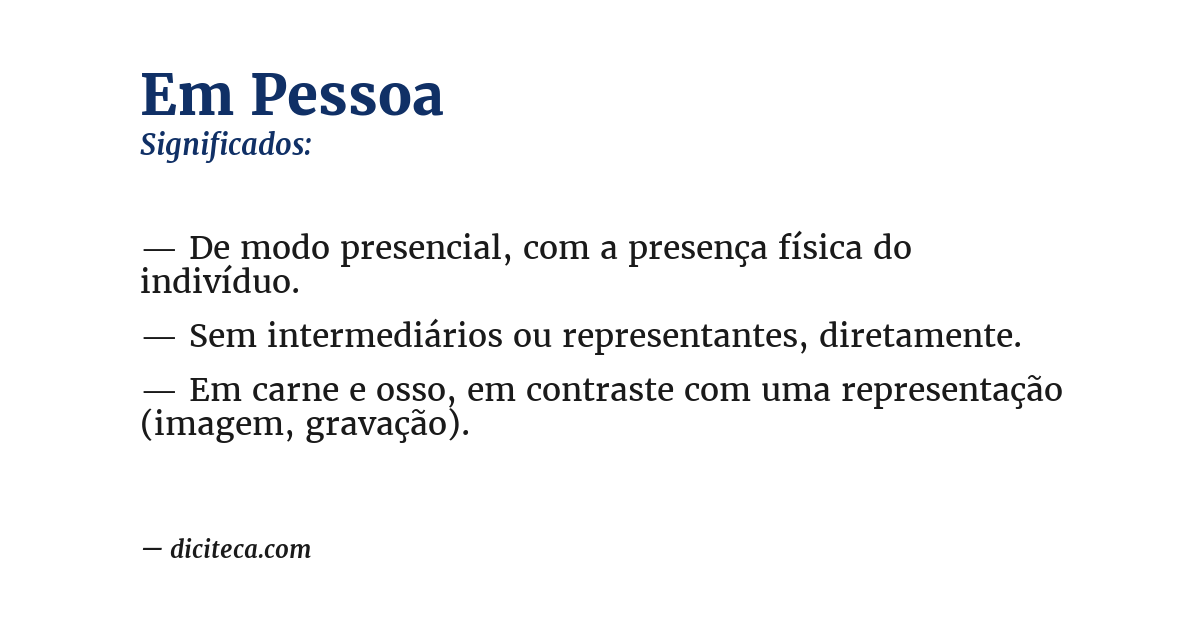 Significado de em pessoa