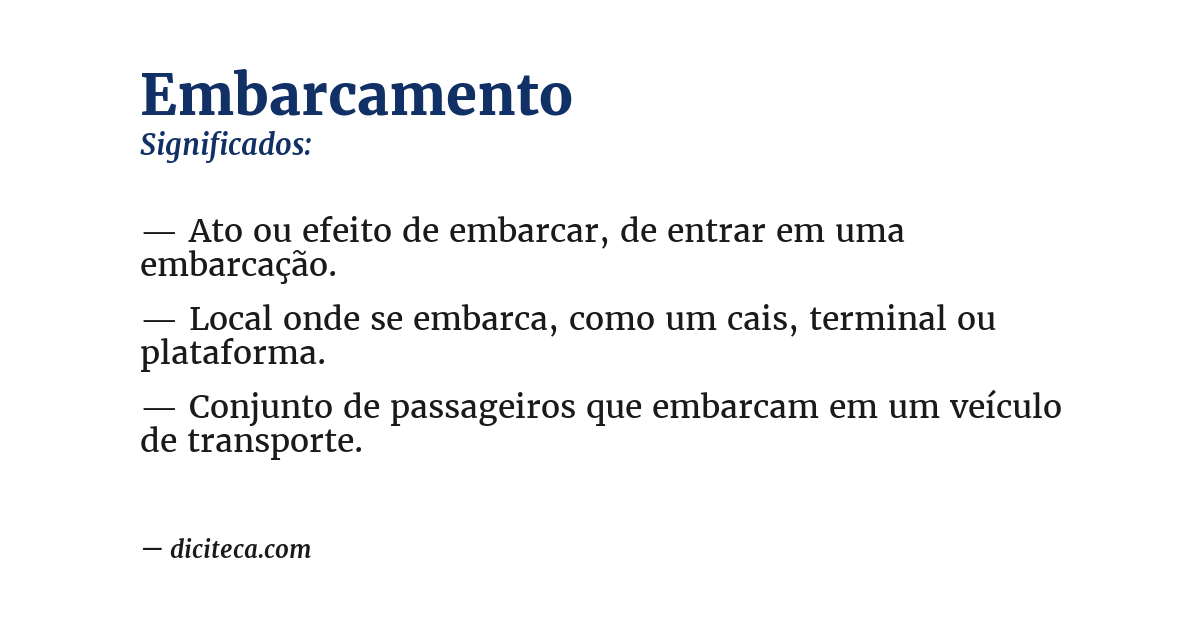 Significado de embarcamento
