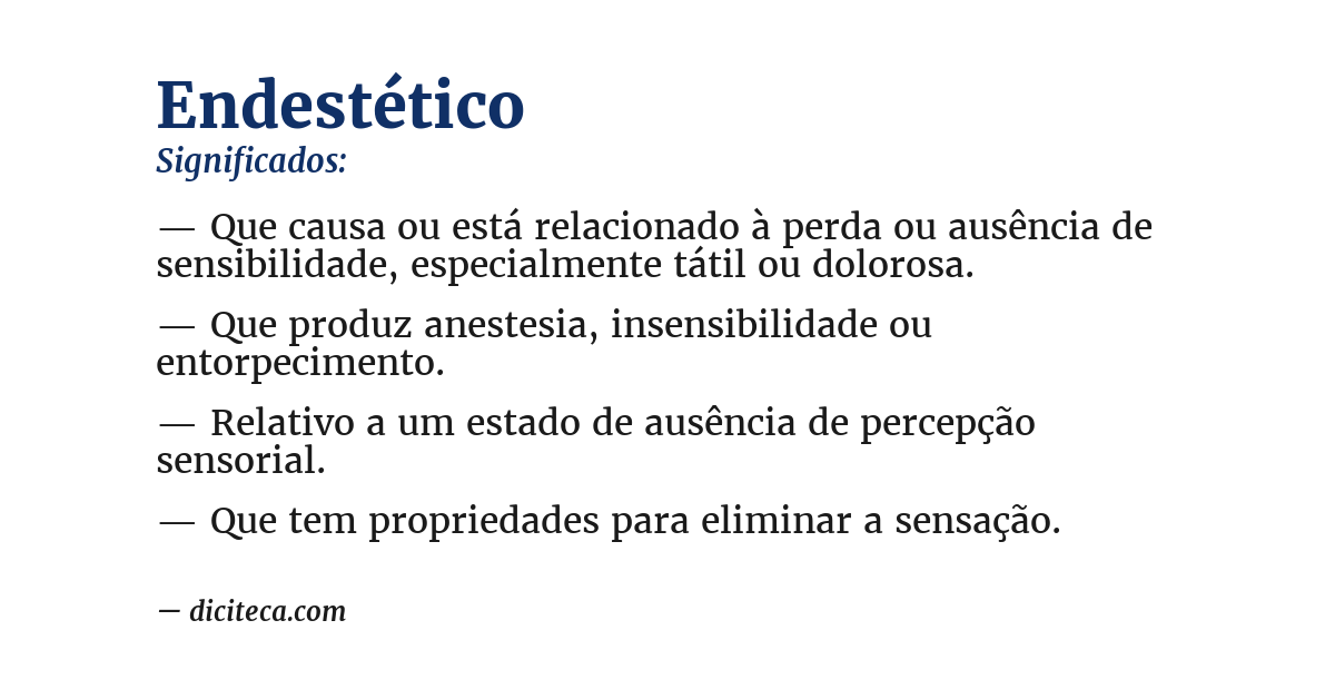 Significado de endestético