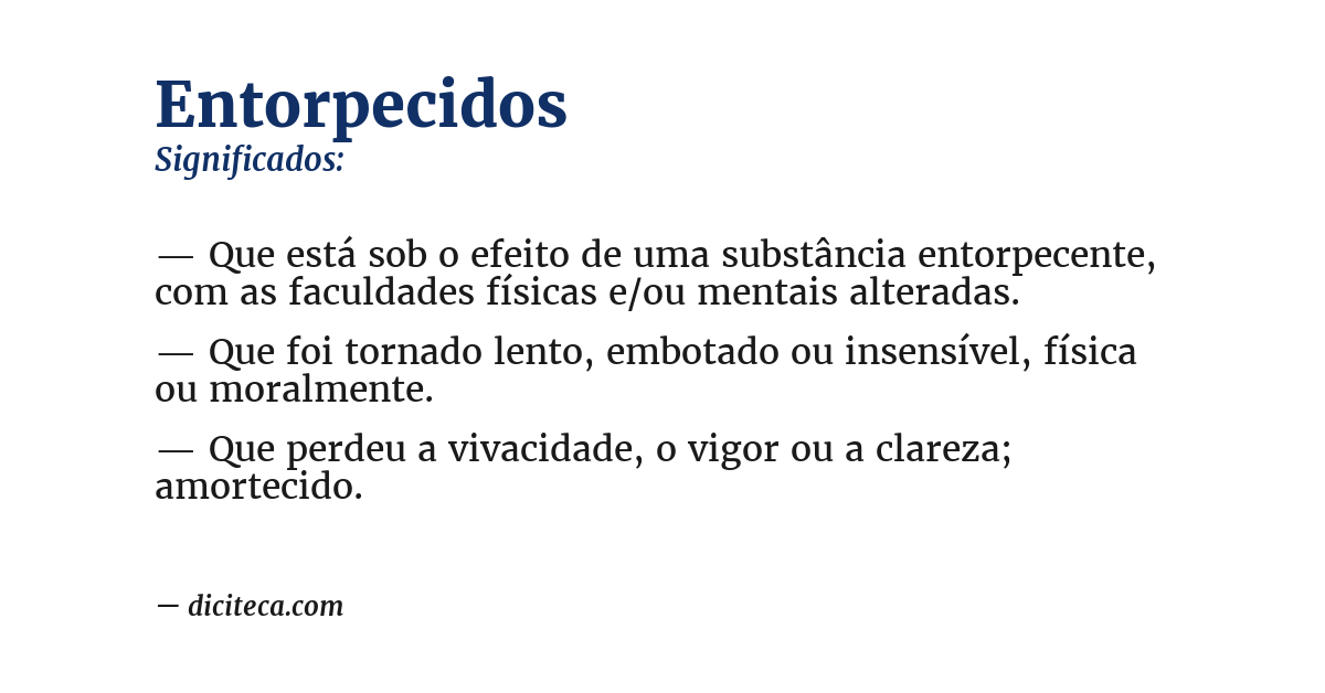 Significado de entorpecidos