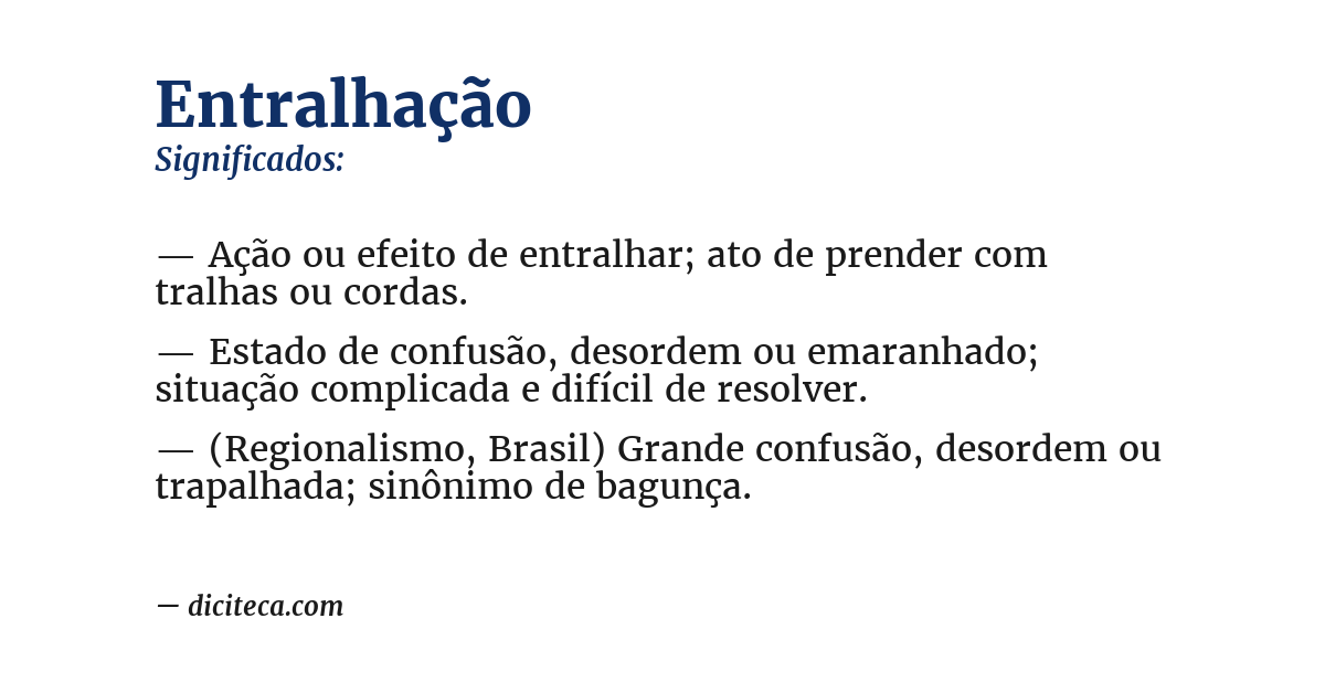 Significado de entralhação