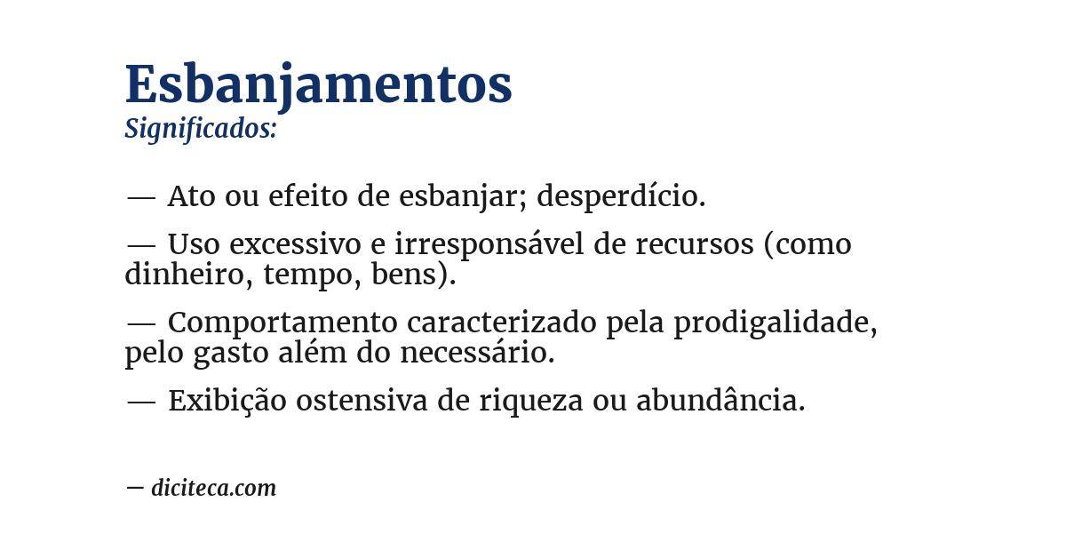 Significado de esbanjamentos