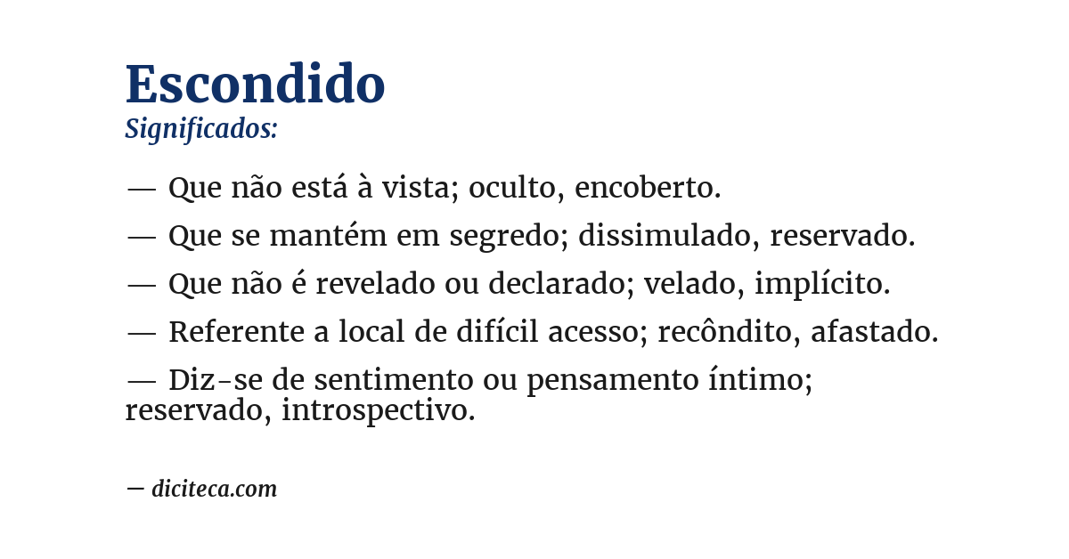 Significado de escondido