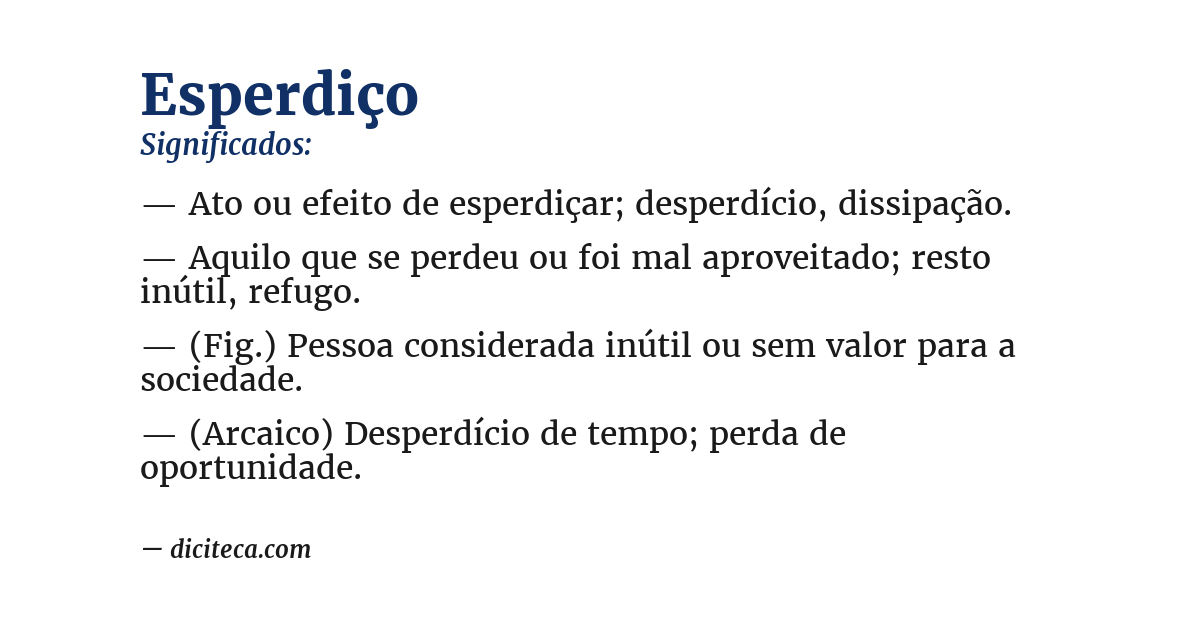 Significado de esperdiço