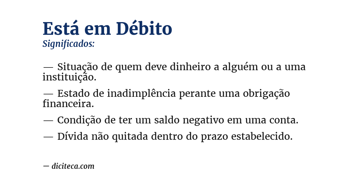 Significado de está em débito