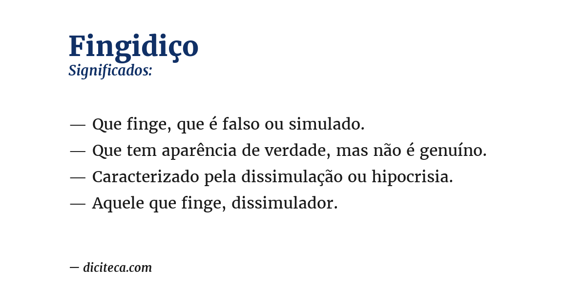Significado de fingidiço
