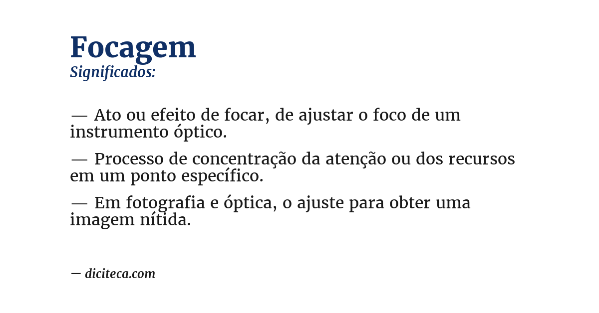 Significado de focagem