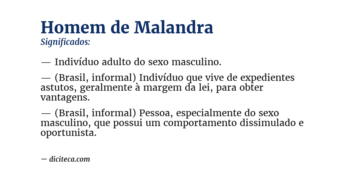 Significado de homem de malandra