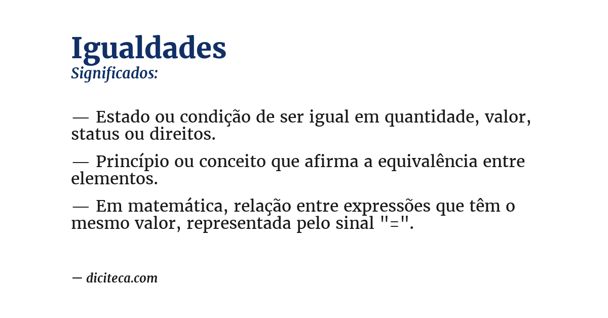 Significado de igualdades
