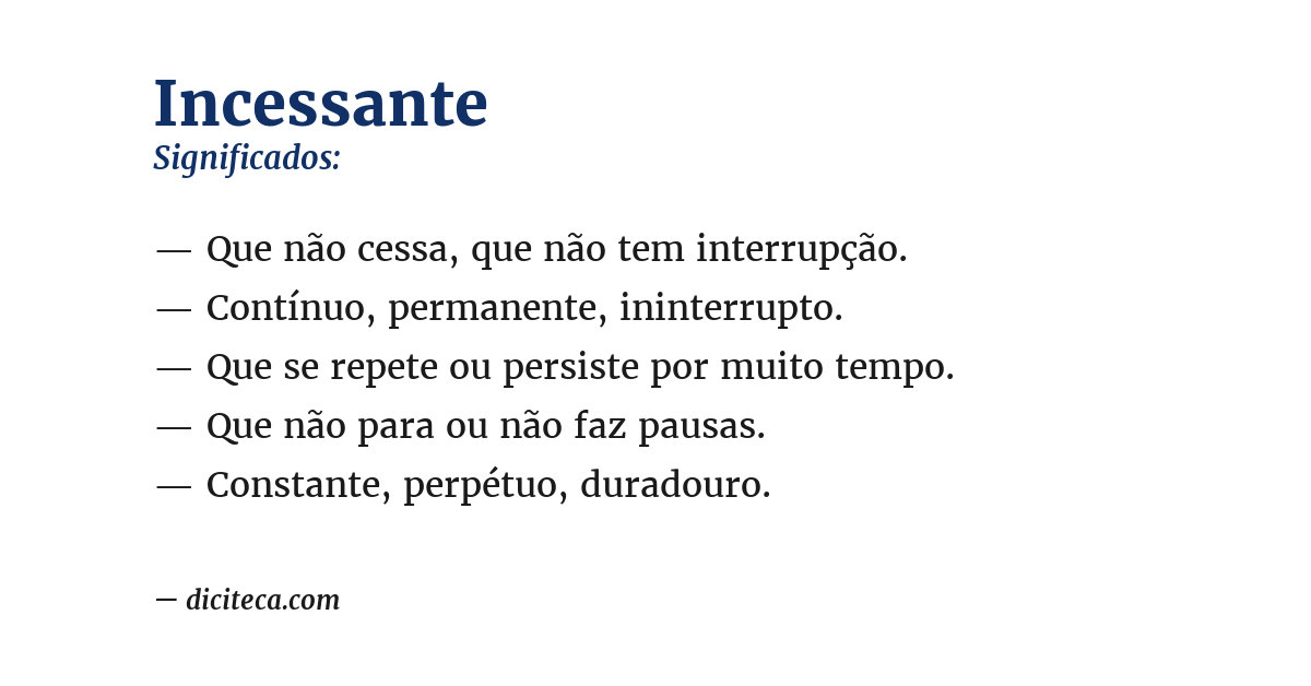 Significado de incessante