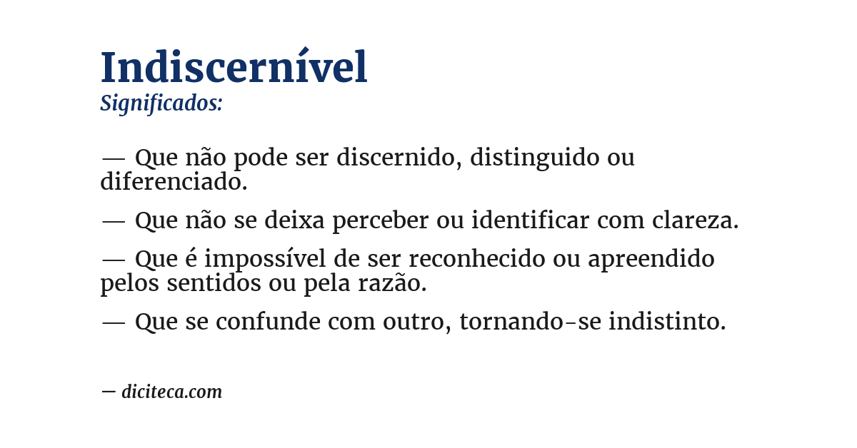 Significado de indiscernível