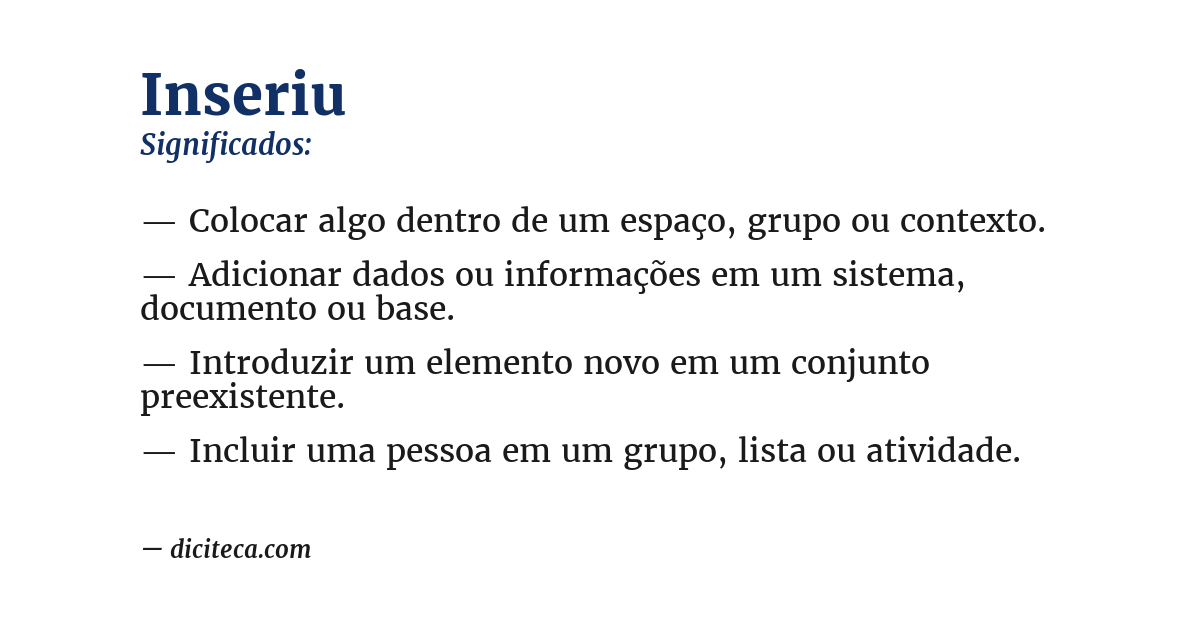 Significado de inseriu