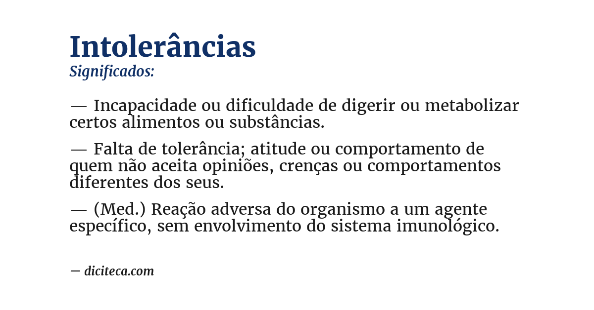 Significado de intolerâncias