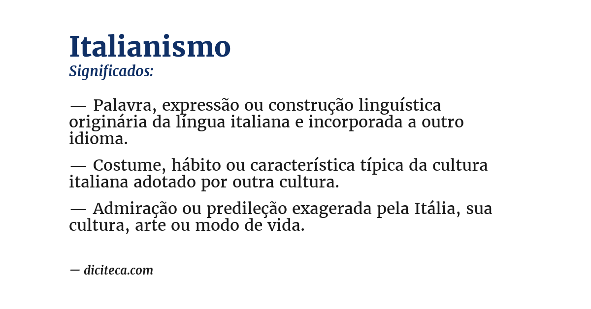 Significado de italianismo