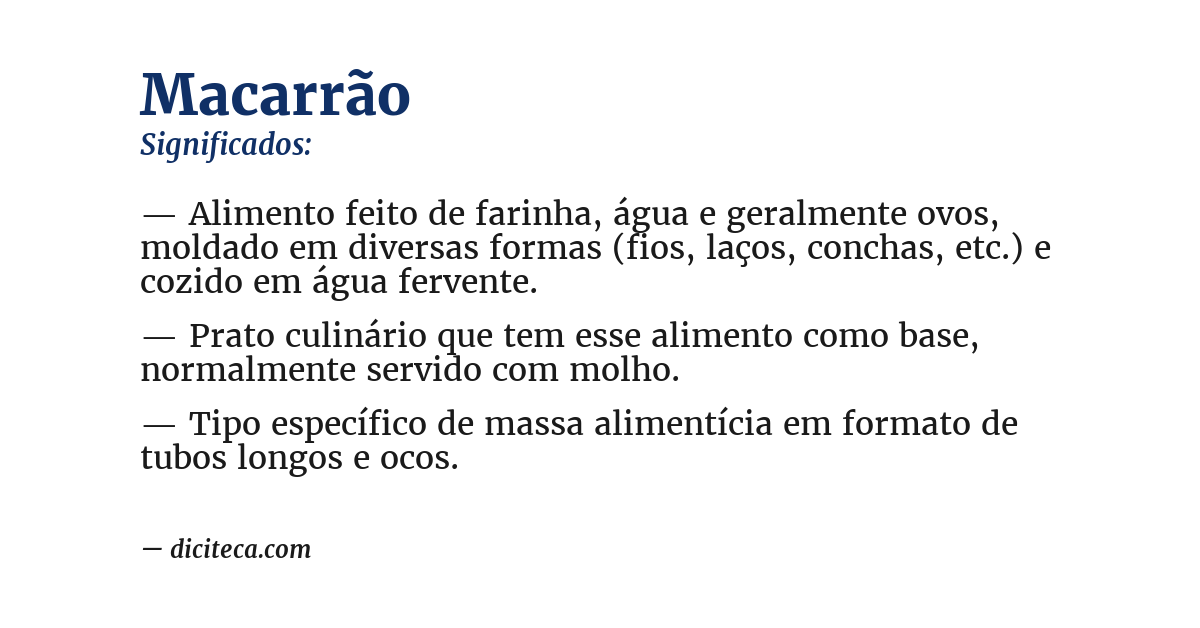Significado de macarrão
