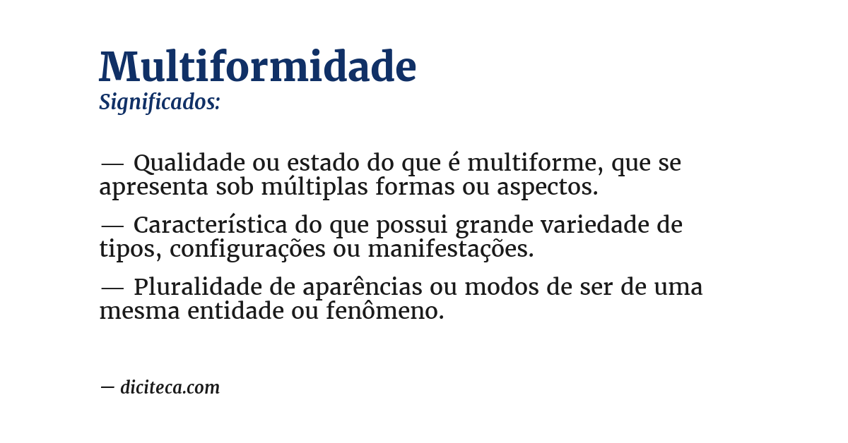 Significado de multiformidade