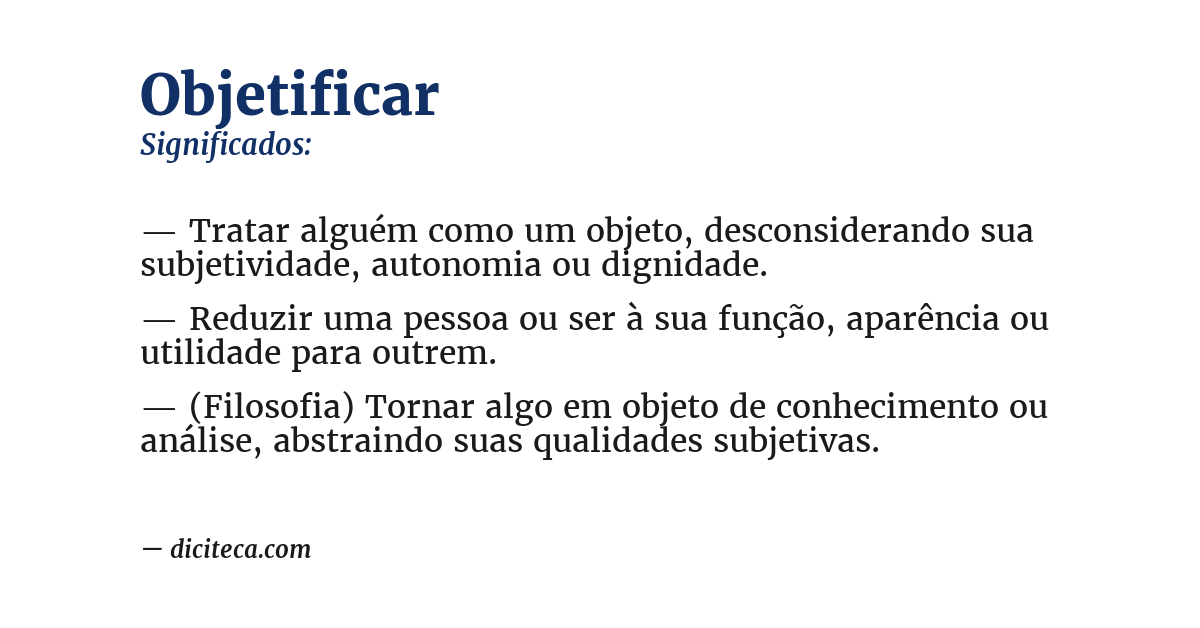 Significado de objetificar