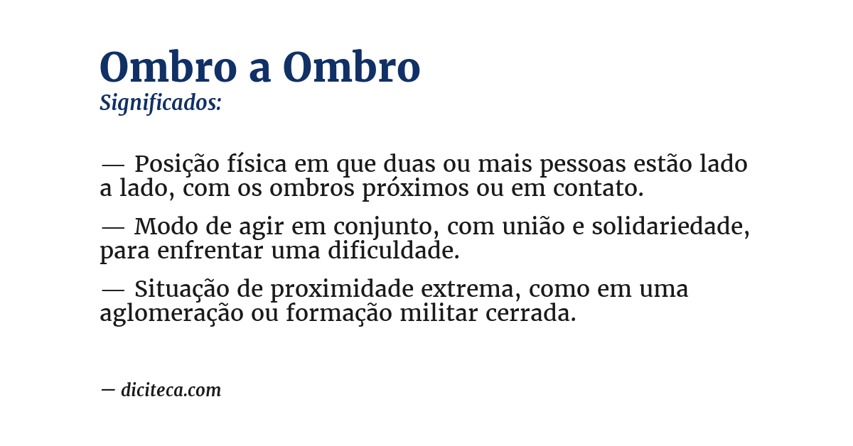 Significado de ombro a ombro