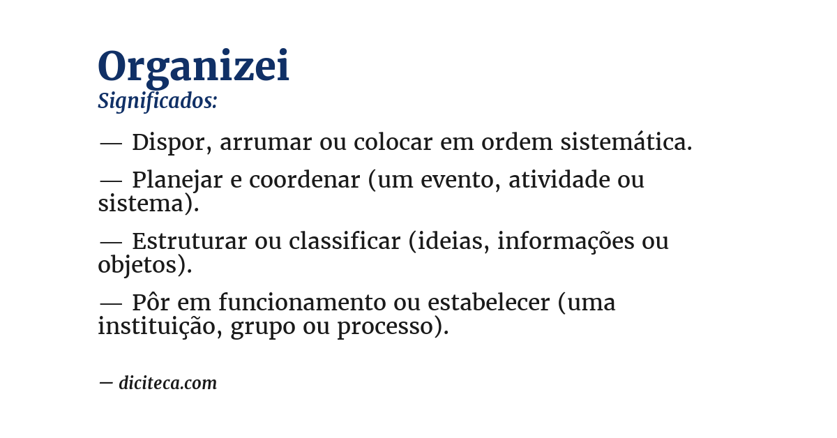 Significado de organizei