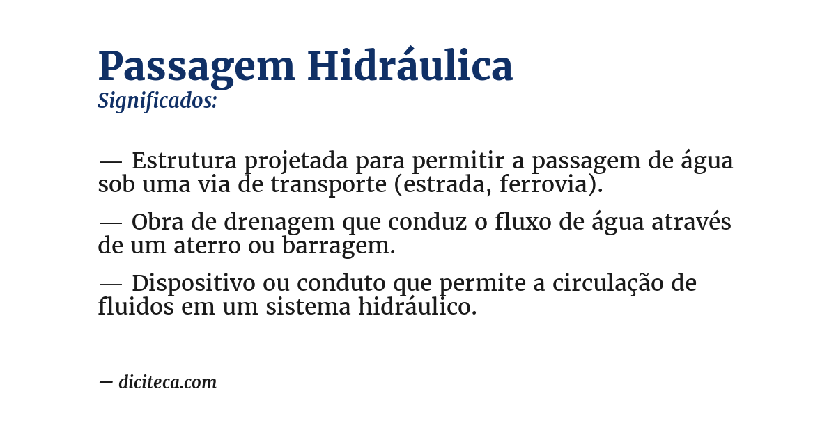 Significado de passagem hidráulica