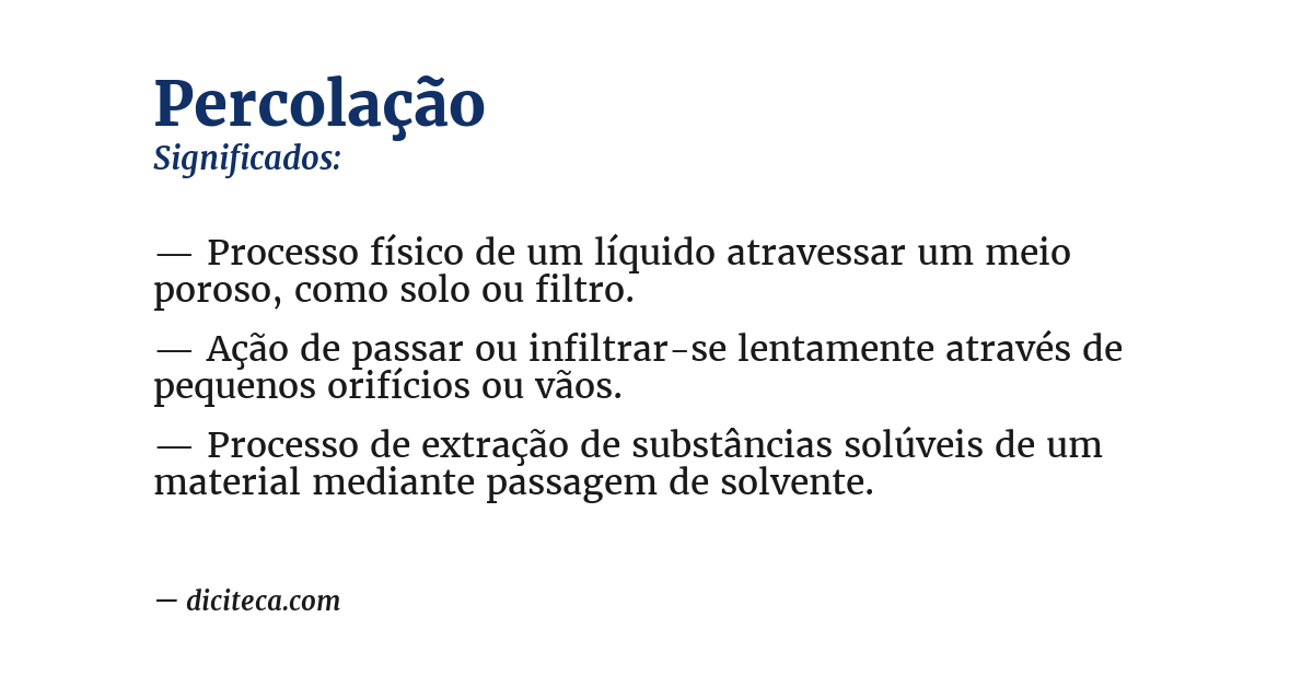 Significado de percolação