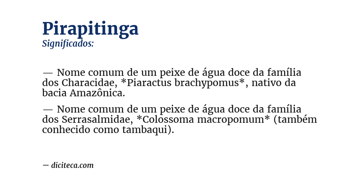Significado de pirapitinga