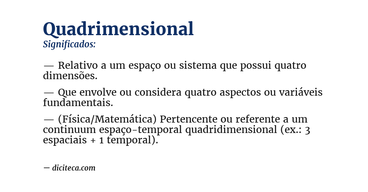 Significado de quadrimensional