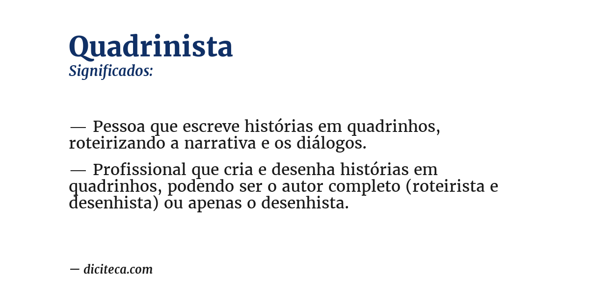 Significado de quadrinista