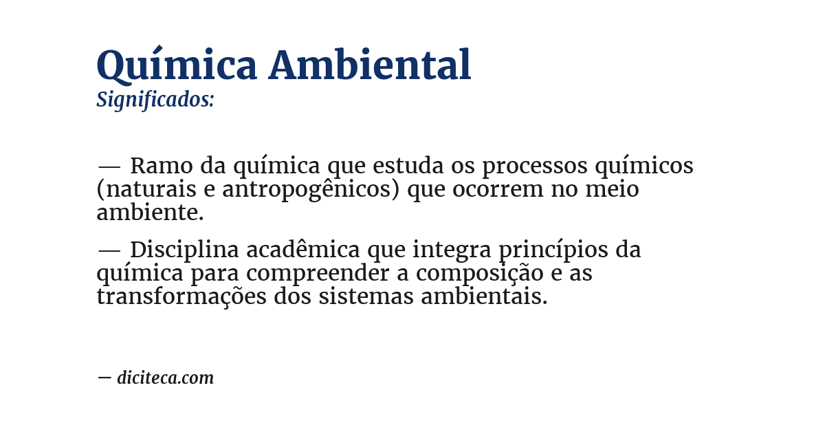 Significado de química ambiental