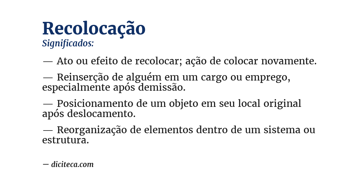 Significado de recolocação
