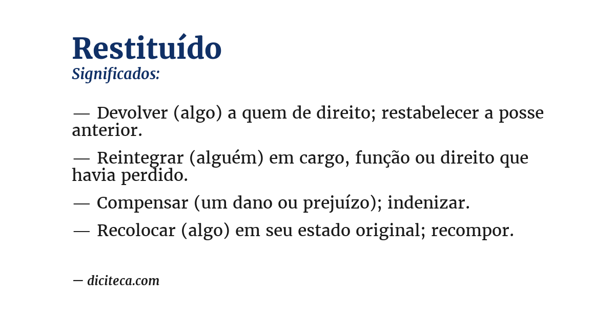 Significado de restituído