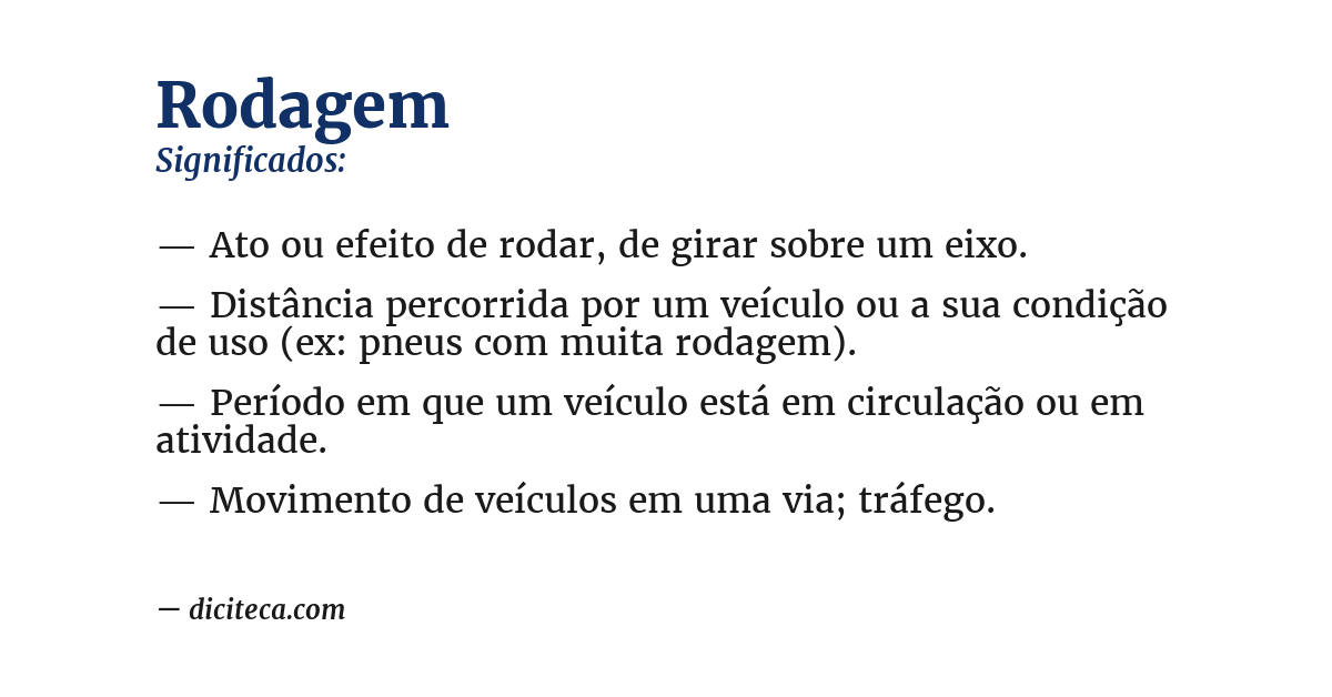 Significado de rodagem