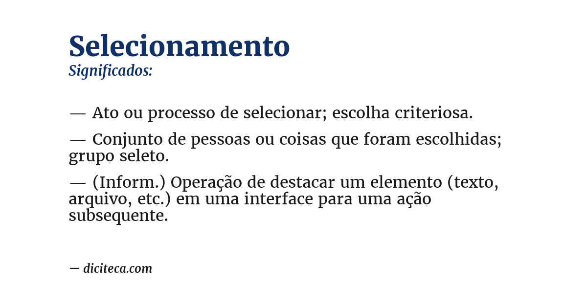Significado de selecionamento