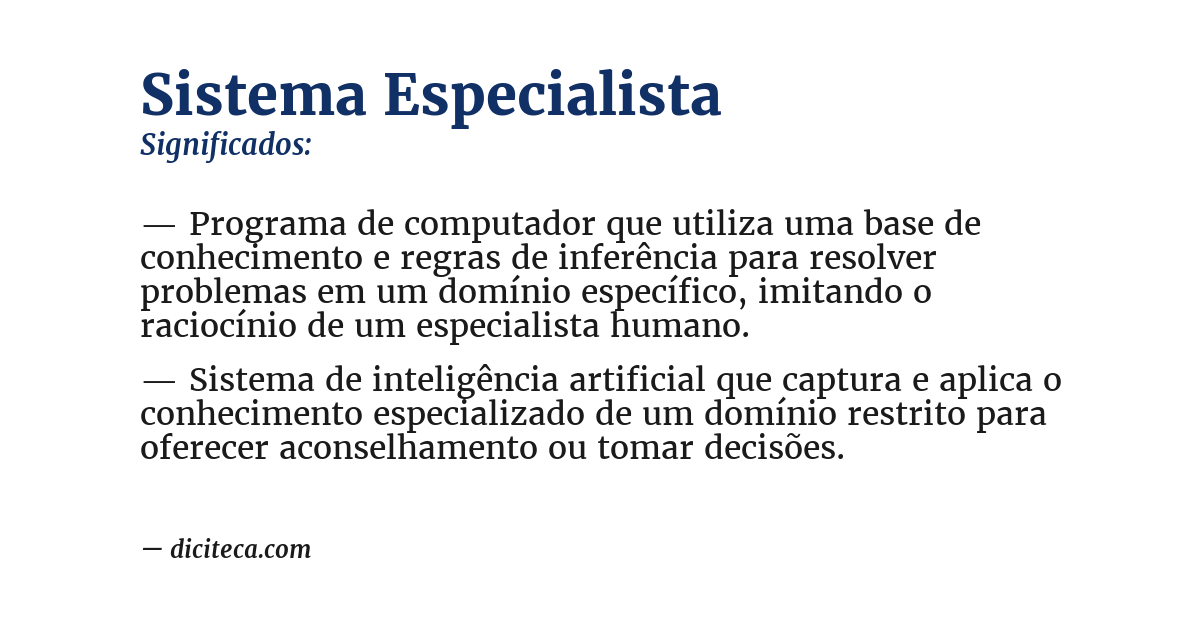 Significado de sistema especialista