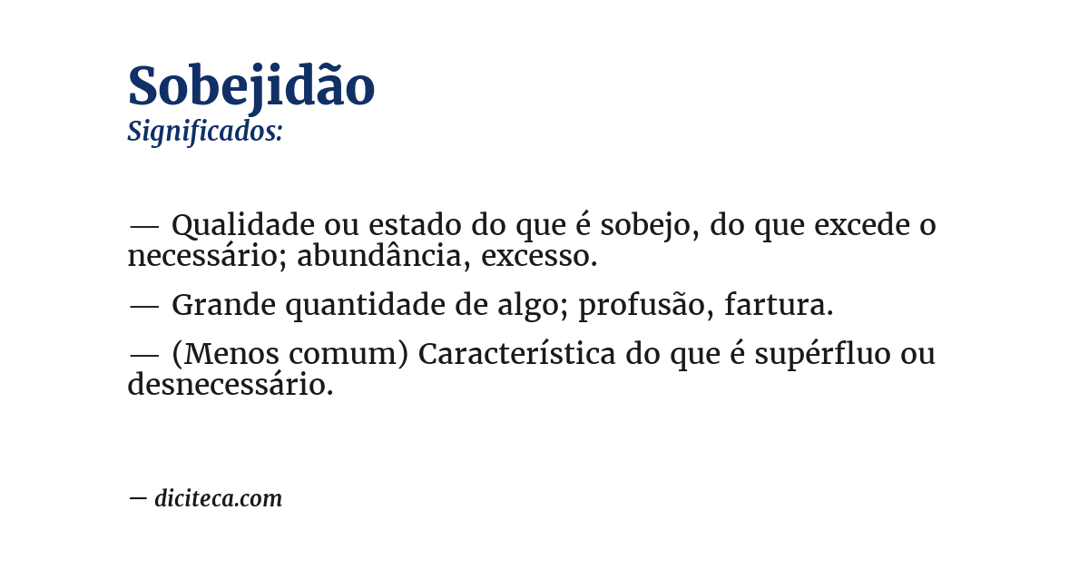 Significado de sobejidão