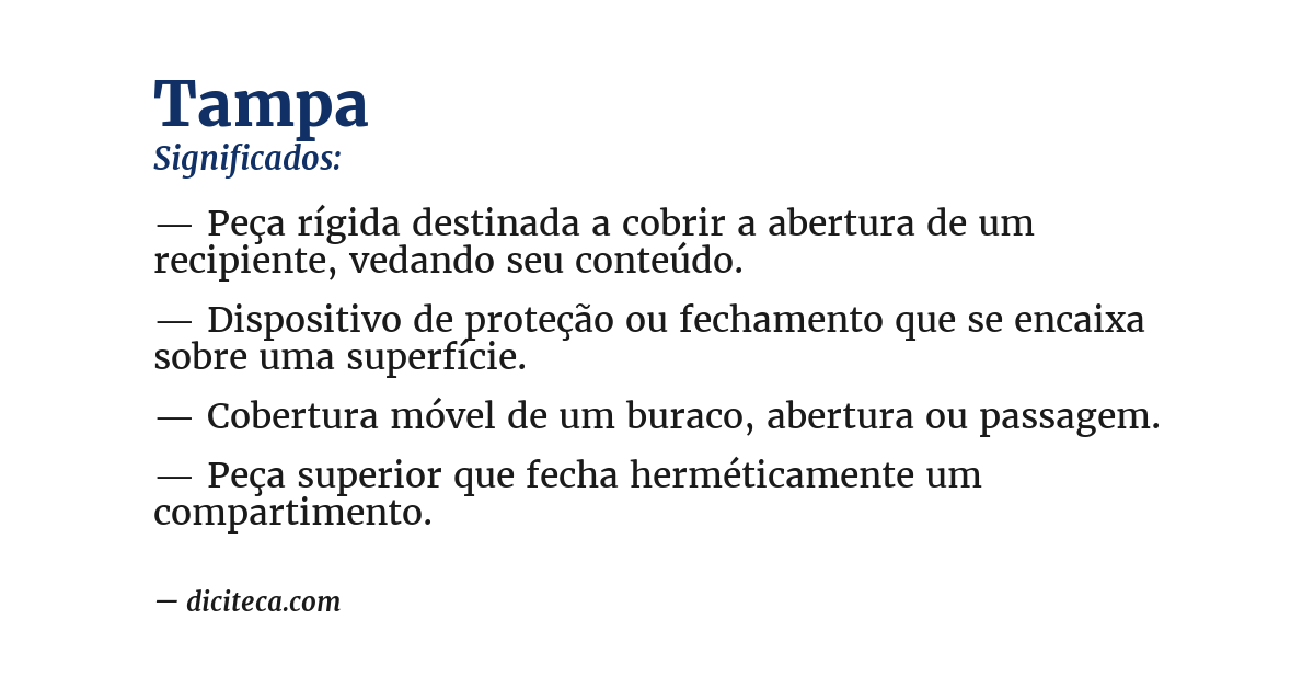 Significado de tampa