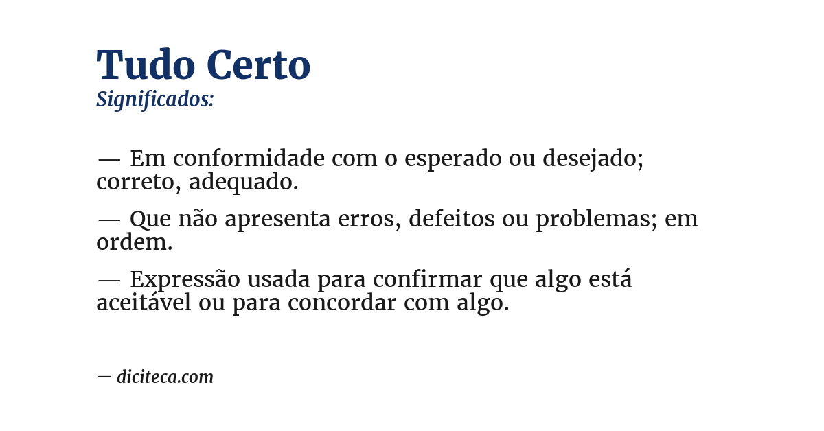 Significado de tudo certo