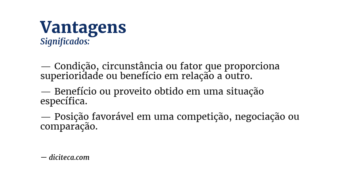 Significado de vantagens