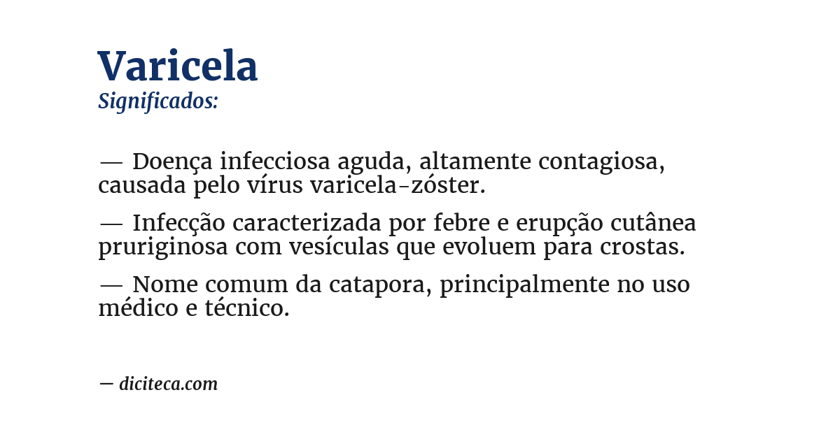 Significado de varicela
