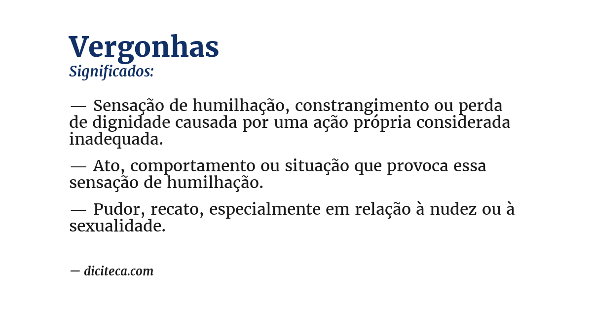Significado de vergonhas