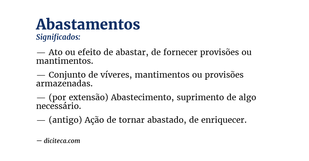 Significado de abastamentos