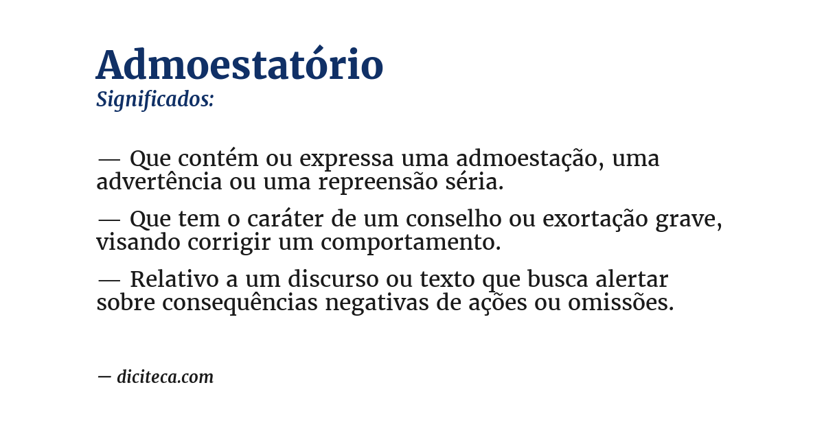 Significado de admoestatório