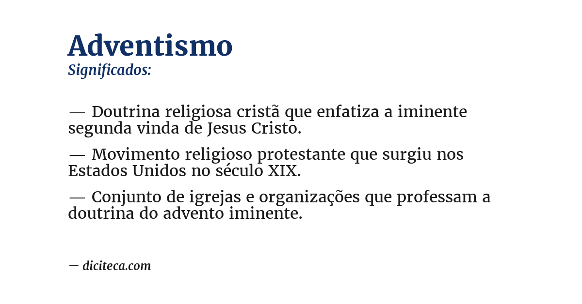 Significado de adventismo