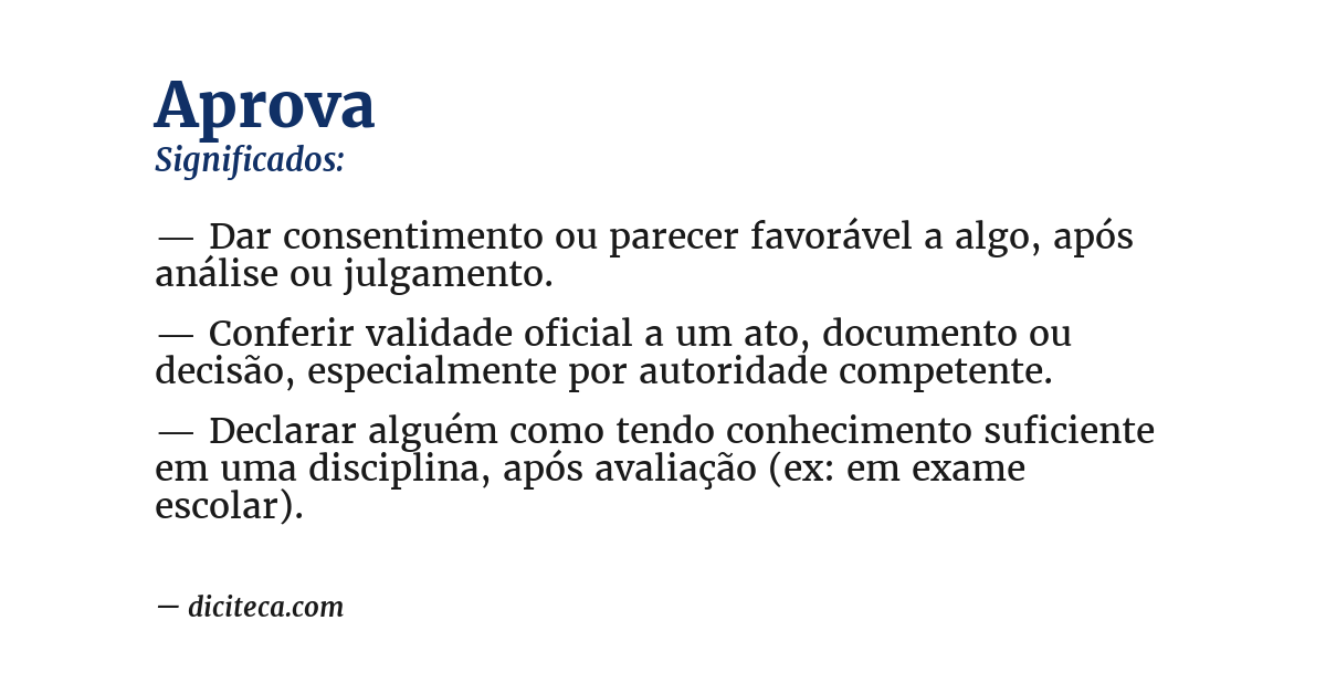 Significado de aprova