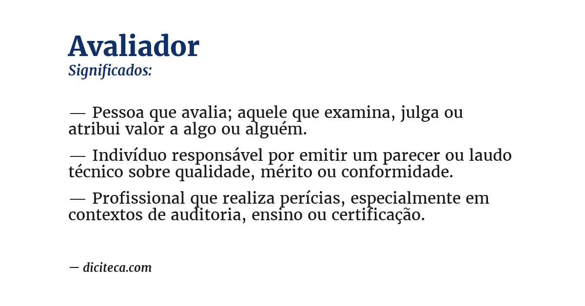 Significado de avaliador