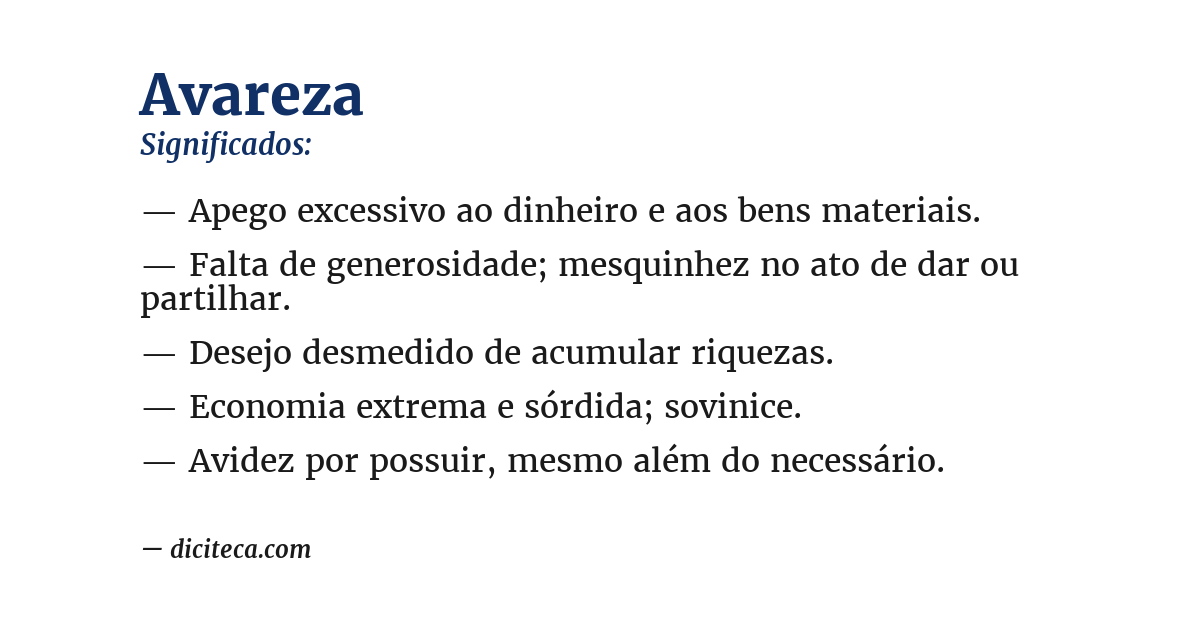 Significado de avareza