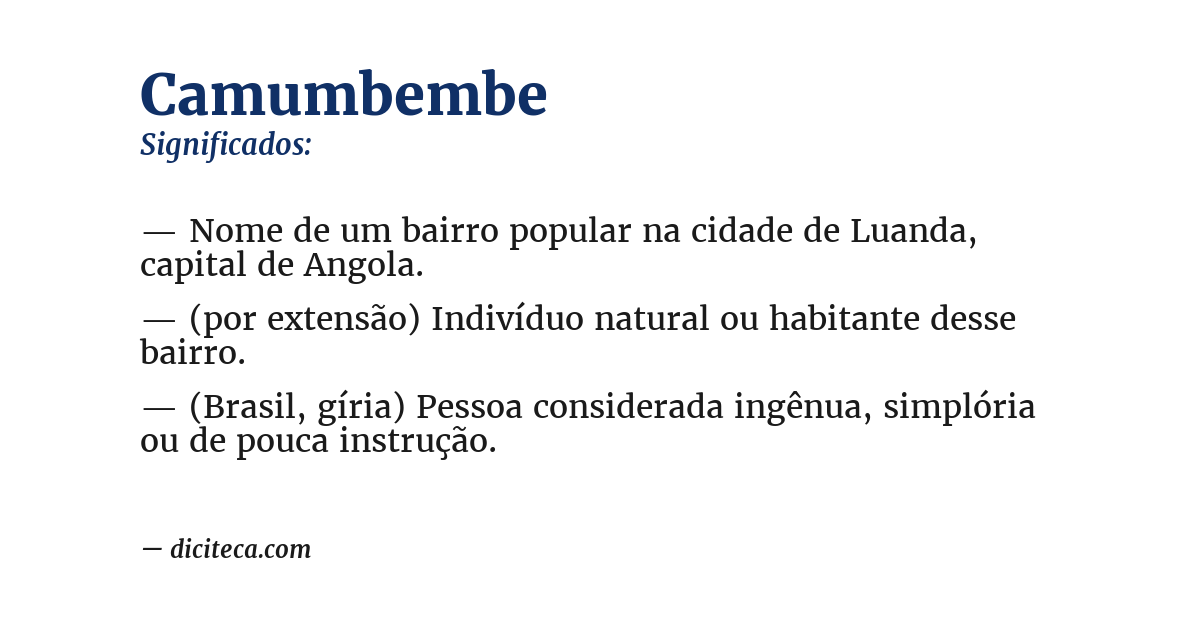 Significado de camumbembe