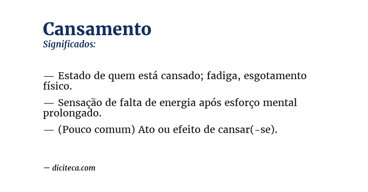 Significado de cansamento